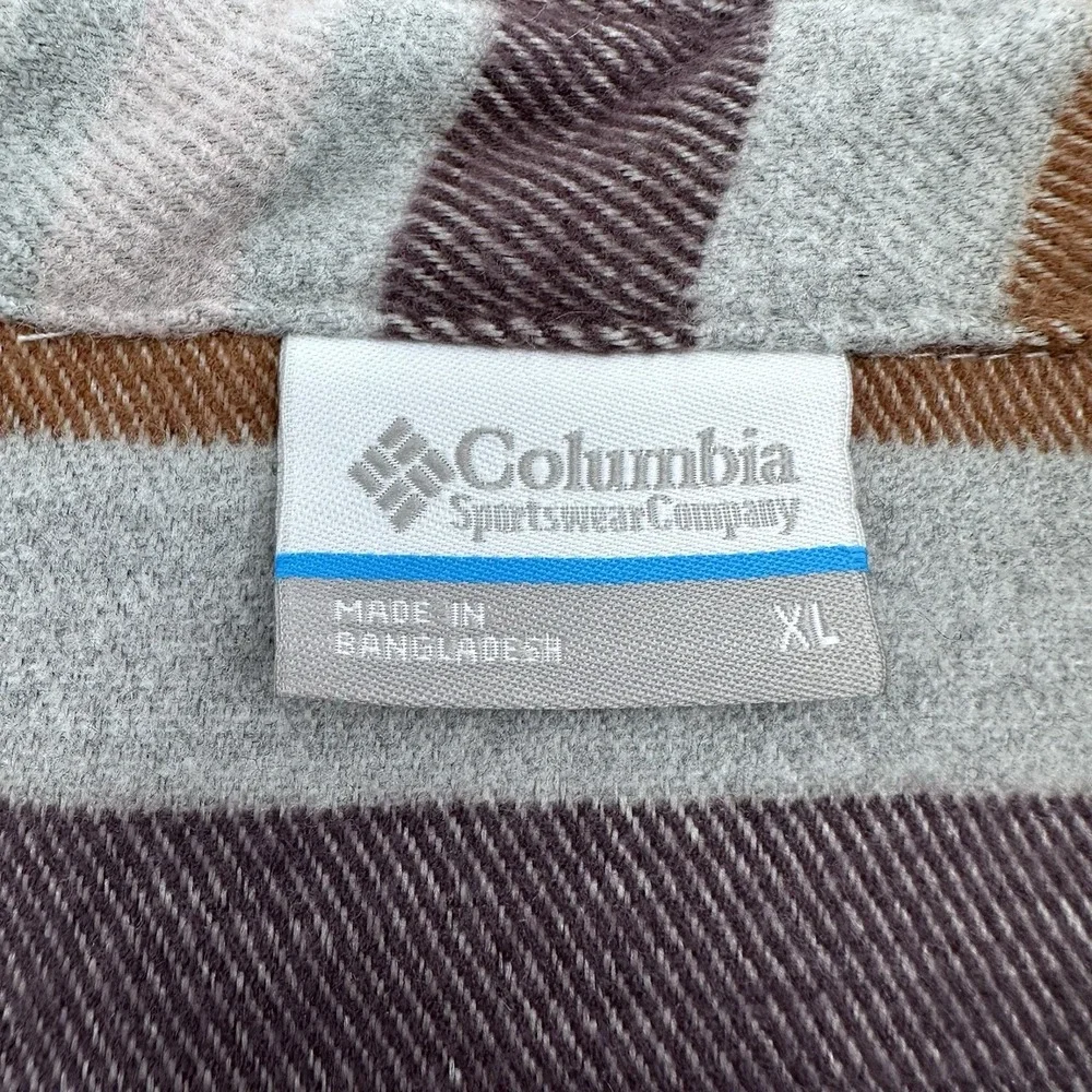 Columbia Calico Basin Women's XL Gray Brown Striped Shirt Jacket Shacket Pockets